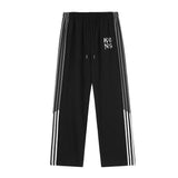 Men Sweatpants Side Stripe Stitching Straight-Leg Trousers Loose Daily Casual Sports Pants