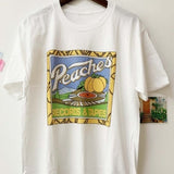 Peach Record T shirt Short Sleeve Large Size Street