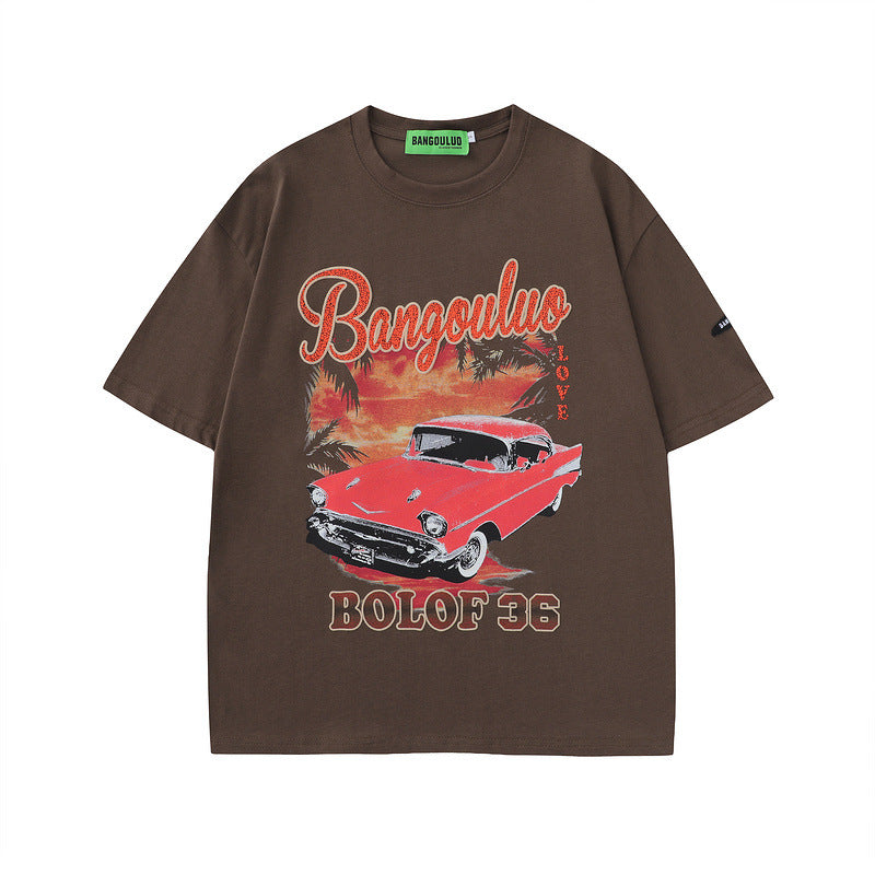 Men T Shirt Hip Hop Racing Printed Short Sleeve T-shirt