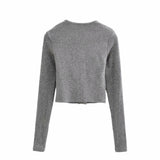 Women Sweater Knitwear Vintage Sexy Low Square Collar Long Sleeve Top Skinny Knit Cardigan Coat
