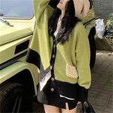 Women Knitted Cardigan V-neck Sweater Autumn and Winter Loose Knitted Cardigan