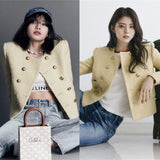 Women Woolen Coat Chanel Coat Tweed Double Breasted Cropped Top
