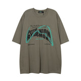 Men T Shirt Summer Alphabet Graffiti Print Distressed Short Sleeve T-shirt
