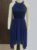 Women Evening Gown Sexy Slim Irregular Chiffon Dress