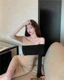 Women Dresses Skinny Hip Skirt Long Sleeve Sexy Skirt
