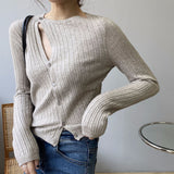 Women Cardigan Sweater Sexy Retro Fork Cardigan Autumn Sweater 8t8130