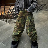 MIJKO Men Vintage Pants MIJKO Women's Men's Camouflage Overalls High Street Wide Foot Casual Pants