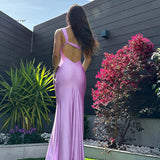 Women Dresses Summer Long Dress Backless Slit Dress