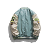 Unisex Winter Cotton Coat Embroidered Baseball Collar Leather Cotton-Padded Coat Retro Thickened Coat