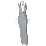 Women Dresses Summer Sexy V-neck Backless Slim Fit Sleeveless Dress
