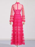 Women Dresses Spring round Neck Silk Laze Gauze Dress (Qymy0409)