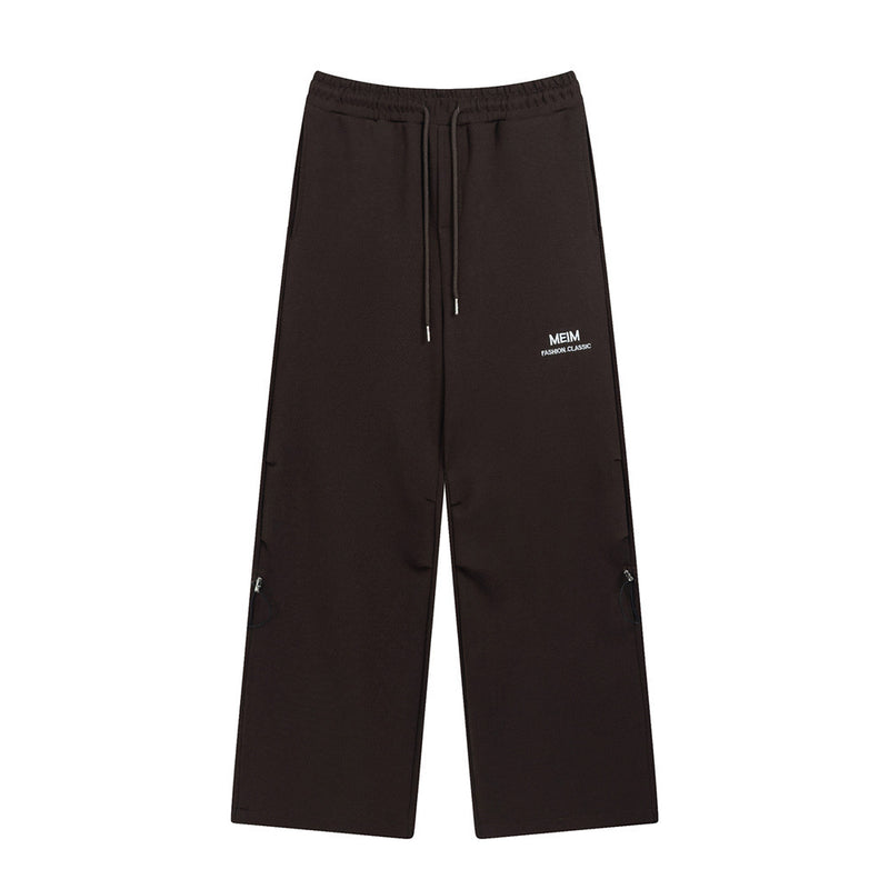 Men Sweatpants Wide-Leg Straight Trousers Men's Embroidery Lettered Casual Loose Track Pants Tooling Floor Pants