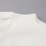 Women Dress round Neck Puff Sleeve Hip Skirt White Short Sleeve Dress