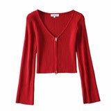 Women Sweater Knit Wear Spring and Autumn Double Zipper Knitted Cardigan Jacket