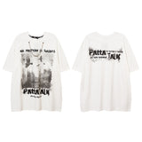 Men T Shirt Alphabet Graffiti Print Couple Short Sleeve T-shirt