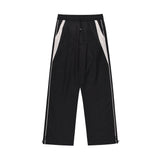 Men Sweatpants Exercise Casual Pants Men's Loose Color Matching Pocket Elastic Waist Straight Wide Leg Pants