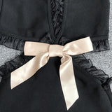 Women Evening Dress V Lace Bow Bandage One-Piece Dress