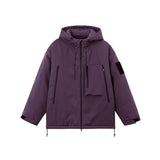 Unisex Winter Cotton Coat Vintage Loose Hooded Color Contrast Shell Jacket Workwear Jacket