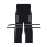 Men Sweatpants Punk Hip Hop Stitching Contrast Color Wide-Leg Workwear Trousers