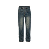 MIJKO Mens Vintage Pants MIJKO Splicing Trousers Washed Jeans