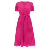 Women Date Dress Summer Puff Sleeve Dress V-neck Dress