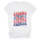 America Bow Short Sleeve Women's Fashion T-Shirt