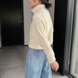 Women Winter Knitted Sweater Zipper and Lapel Sweater Loose Casual Women's Clothing 1t816