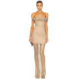 Women Dresses Sexy off-the-Shoulder Dress Gauzy Package Hip Dress (Zns0409)