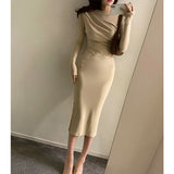 Women Dresses Long Sleeve Dress Slim Fit Long Dress