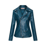 Red Leather Jacket Lapel Slim Women Leather Coat Zipper Elegant Pu Women's Leather Coat