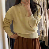 Women Knitted Pullover Autumn and Winter Loose Crew Neck Casual Knitwear