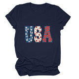 T-shirt usa flower print personalized short-sleeved top