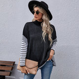 Women Knitted Sweater Autumn and Winter Striped Sweater Women's Loose