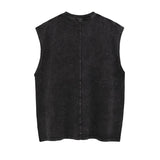 Men Vest Retro Sleeveless Vest T-shirt