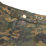 Men Sweatpants Camouflage Hole & Patch Straight-Leg Pants Trousers