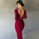Women Dresses Summer Sexy V-neck Slim-Fit Long Sleeve Dress