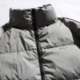 Unisex Winter Cotton Coat Stand-up Collar down Jacket Vintage Zipper Pocket down Jacket