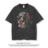 Mens Vintage Rock Band T-Shirt Washed Crew Neck Short Sleeve GUNSNROSES Heavy Metal Rock Band