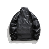 Unisex Winter Cotton Coat Three-Dimensional Pocket Decoration down Jacket Vintage PU Leather down Jacket
