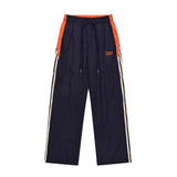 Men Sweatpants Casual Sports Trousers Striped Stitching Loose Straight Trousers with an Elasticated Waist