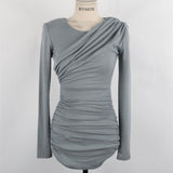 Women Dresses Autumn and Winter Long Sleeve round Neck Hip Skirt Slim Fit Skirt