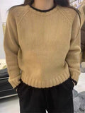 Women Knitted Pullover Autumn Sweater round Neck Multicolor Pullover Sweater