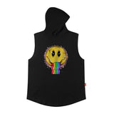 Men Vest Smiley Sleeveless T-shirt Men's and Women's Oversize Hip Hop Sports Hooded Vest