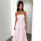 Women Dresses Summer Printing Slim Fit Long Dress Sexy Vacation Dress