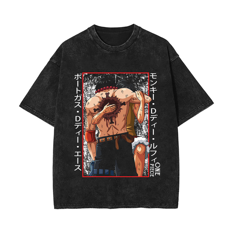 ONE PIECE washed old retro short-sleeved T-shirt