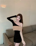 Women Dresses Skinny Hip Skirt Long Sleeve Sexy Skirt