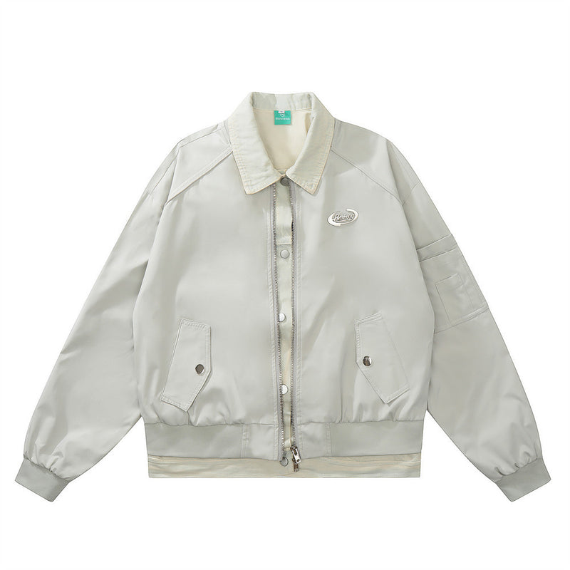Women Jacket Vintage Loose Baseball Uniform Pilot Coat