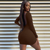 Women Dresses Spring Sexy Backless Slim Fit Long Sleeve Narrow Dress