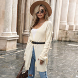 Women Knitted Sweater Autumn Sweater Long Sleeve Solid Color Long Cardigan Jacket