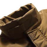 Unisex Winter Cotton Coat Zipper Pocket Decoration Stand-up Collar Cotton-Padded Clothes Vintage Loose Cotton Coat